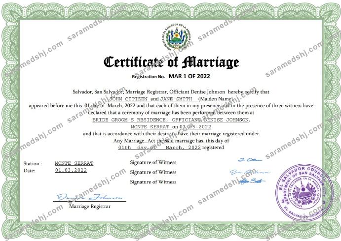 Salvador marriage certificate Word and PDF template